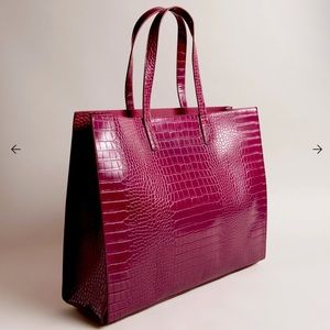 Ted Baker Allicon Mock Croc Icon Tote Bag Burgundy